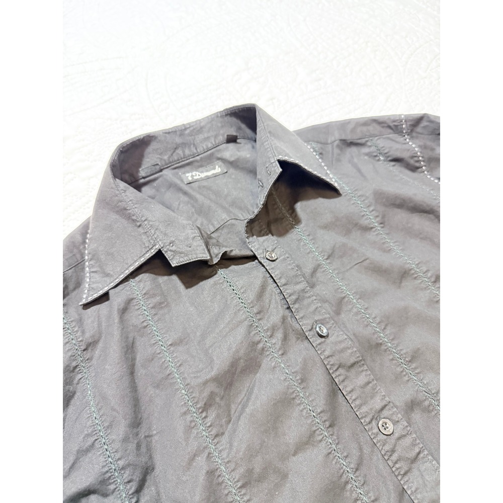 7 Diamonds XXL Black‎ Button Down Shirt Long Sleeve Cotton Spandex Menswear